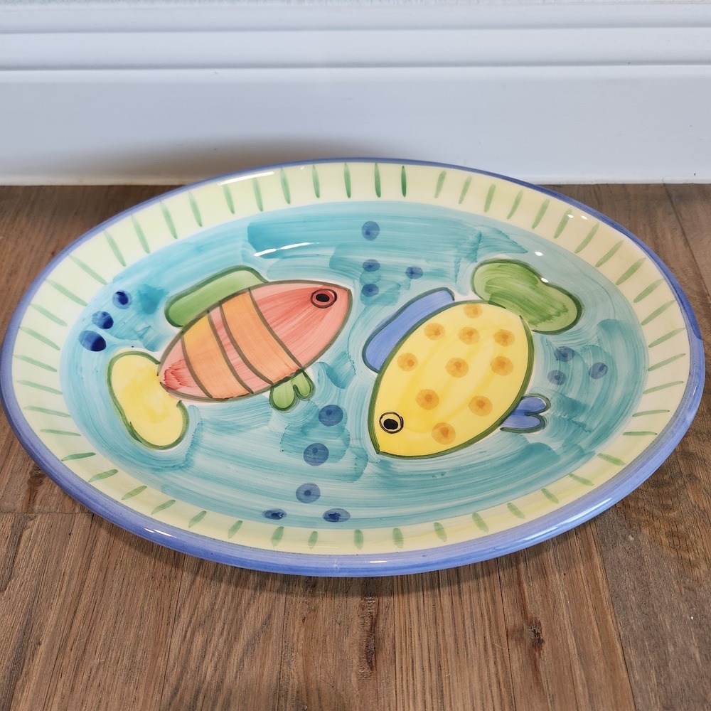 Christian Tortu Italian Ceramic Fish Platter Hand Painted Maiolica Serving Tray - Picture 3 of 14